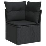 10-tlg. Garten-Sofagarnitur mit Kissen Schwarz Poly Rattan – Bild 4
