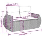 10-teiliges Gartensofa-Set mit Kissen, schwarzes Polyrattan – Bild 8