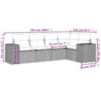 5-teiliges Gartensofa-Set mit Kissen, schwarzes Polyrattan – Bild 7