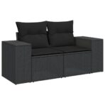 10-tlg. Garten-Sofagarnitur mit Kissen Schwarz Poly Rattan – Bild 3