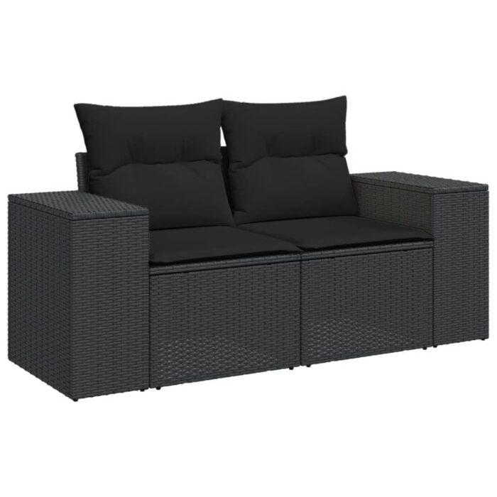 10-tlg. Garten-Sofagarnitur mit Kissen Schwarz Poly Rattan – Bild 3