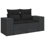 10-tlg. Garten-Sofagarnitur mit Kissen Schwarz Poly Rattan – Bild 5