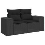 10-tlg. Garten-Sofagarnitur mit Kissen Schwarz Poly Rattan – Bild 3