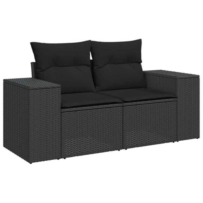 10-tlg. Garten-Sofagarnitur mit Kissen Schwarz Poly Rattan – Bild 3