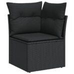 10-tlg. Garten-Sofagarnitur mit Kissen Schwarz Poly Rattan – Bild 4