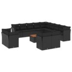 14-tlg. Garten-Sofagarnitur mit Kissen Schwarz Poly Rattan – Bild 2
