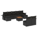 10-tlg. Garten-Sofagarnitur mit Kissen Schwarz Poly Rattan – Bild 2
