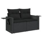 10-tlg. Garten-Sofagarnitur mit Kissen Schwarz Poly Rattan – Bild 5