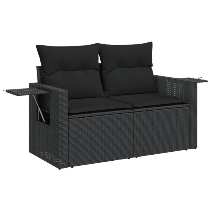 10-tlg. Garten-Sofagarnitur mit Kissen Schwarz Poly Rattan – Bild 5
