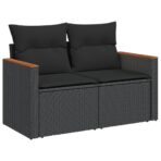 10-tlg. Garten-Sofagarnitur mit Kissen Schwarz Poly Rattan – Bild 5