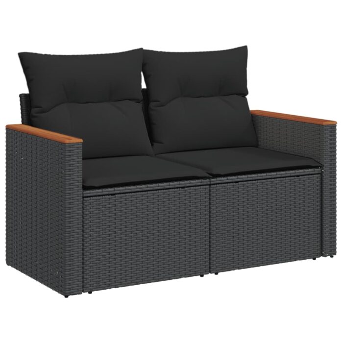 10-tlg. Garten-Sofagarnitur mit Kissen Schwarz Poly Rattan – Bild 5