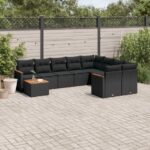 10-tlg. Garten-Sofagarnitur mit Kissen