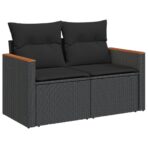 10-tlg. Garten-Sofagarnitur mit Kissen Schwarz Poly Rattan – Bild 5