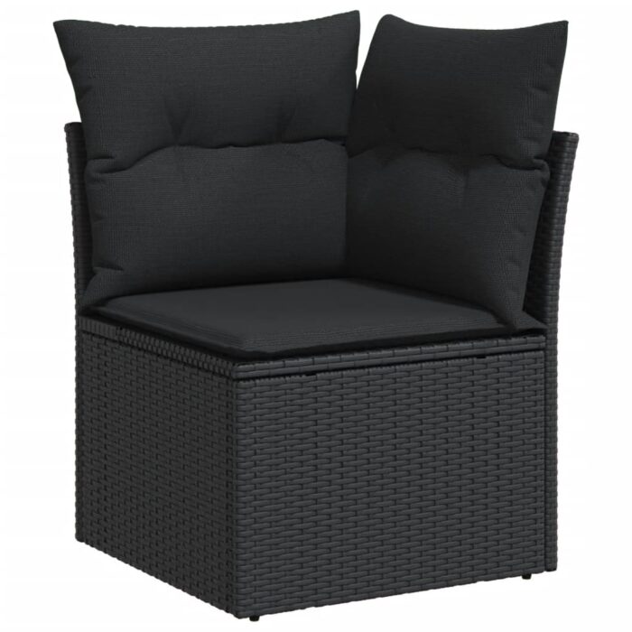 10-tlg. Garten-Sofagarnitur mit Kissen Schwarz Poly Rattan – Bild 5
