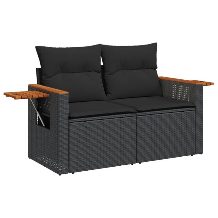 10-tlg. Garten-Sofagarnitur mit Kissen Schwarz Poly Rattan – Bild 6