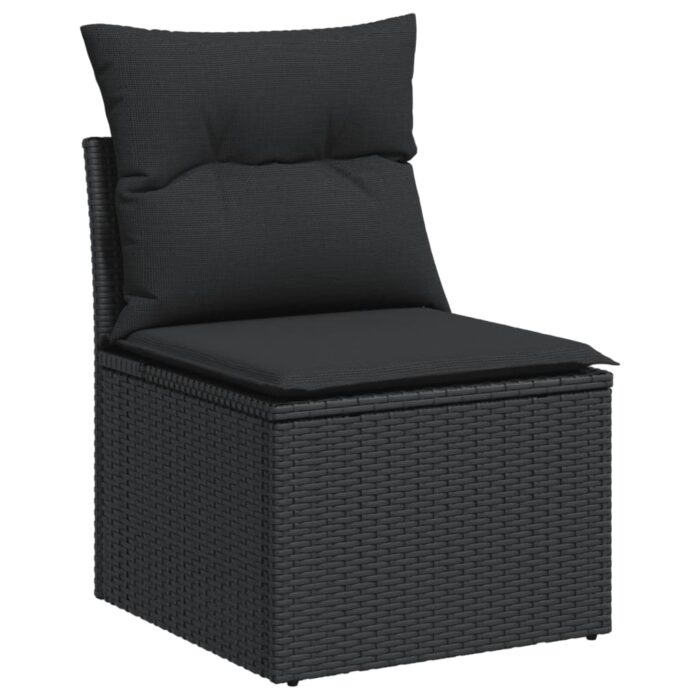 10-tlg. Garten-Sofagarnitur mit Kissen Schwarz Poly Rattan – Bild 3