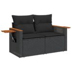10-tlg. Garten-Sofagarnitur mit Kissen Schwarz Poly Rattan – Bild 5