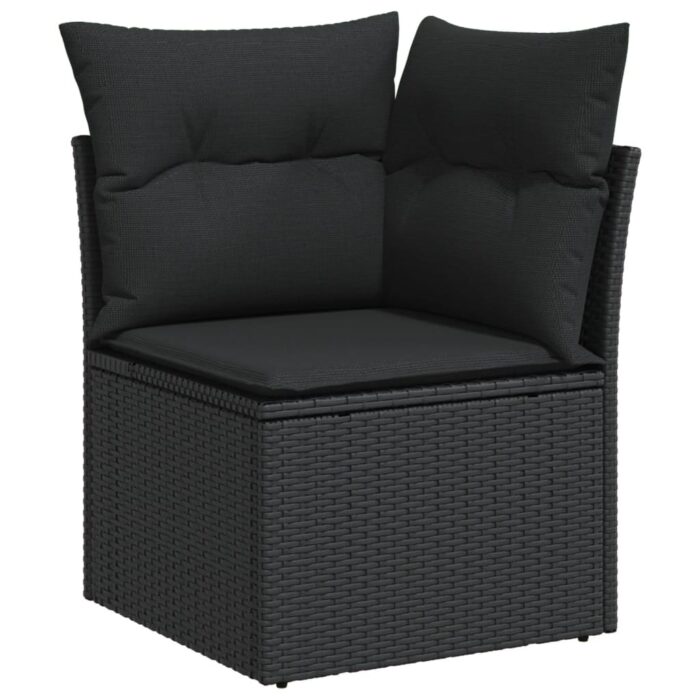 11-tlg. Garten-Sofagarnitur mit Kissen Schwarz Poly Rattan – Bild 4