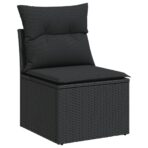 10-tlg. Garten-Sofagarnitur mit Kissen Schwarz Poly Rattan – Bild 5