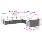 10-teiliges Gartensofa-Set mit Kissen, schwarzes Polyrattan – Bild 7