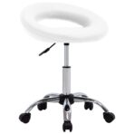 Arbeitshocker auf Rollen Weiss Kunstleder