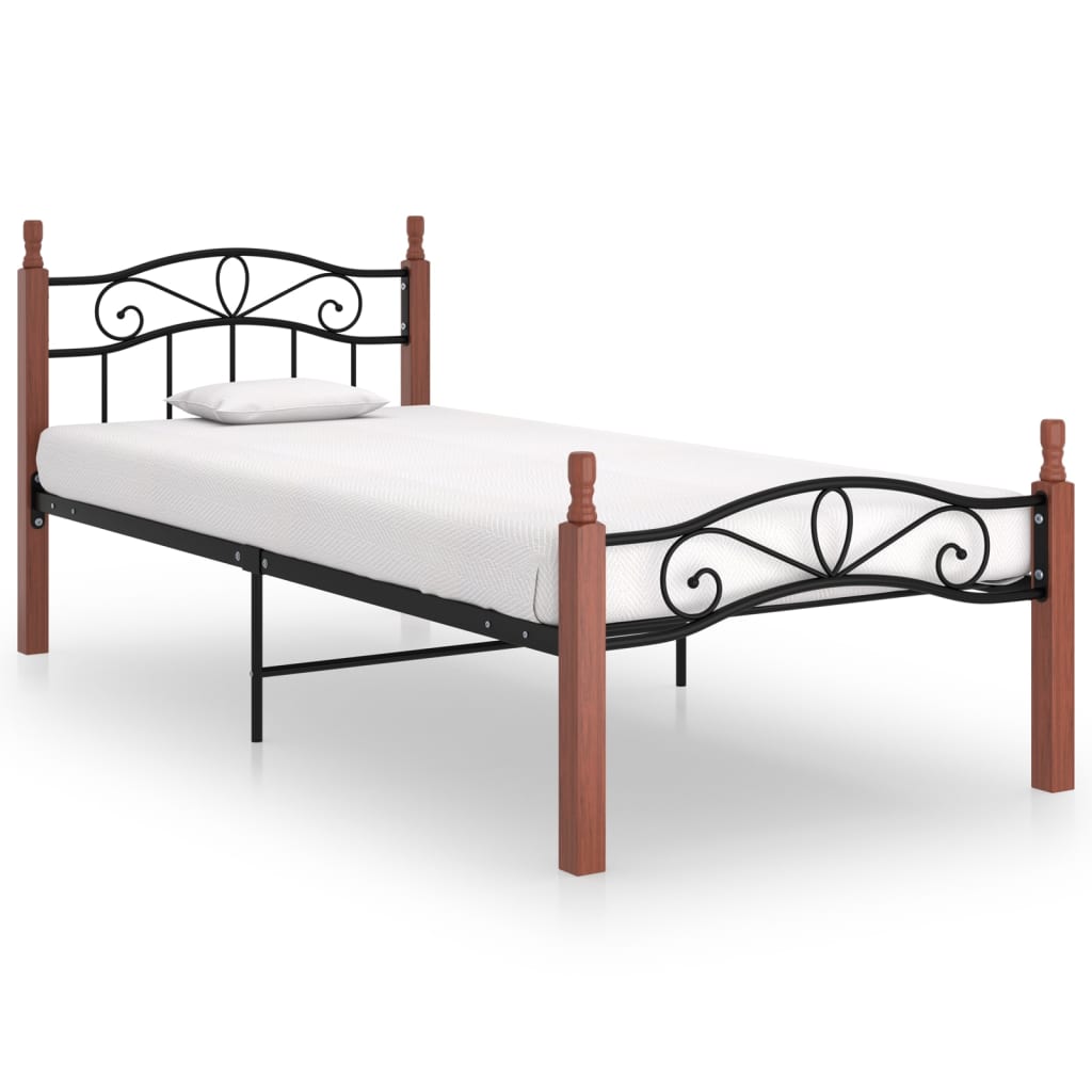 324904_1.jpg Bettgestell Schwarz Metall und Massivholz Eiche – Bild 1