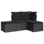 4-tlg. / 5-tlg. Garten-Sofagarnitur mit Kissen Poly Rattan – Bild 2