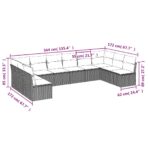 10-tlg. / 11-tlg. Garten-Sofagarnitur mit Kissen Poly Rattan – Bild 3