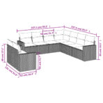 9-tlg. Garten-Sofagarnitur mit Kissen Schwarz Poly Rattan – Bild 3