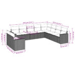 10-tlg. / 11-tlg. Garten-Sofagarnitur mit Kissen Poly Rattan – Bild 3