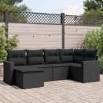 6-tlg. / 7-tlg. Garten-Sofagarnitur mit Kissen Poly Rattan