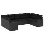 9-tlg. Garten-Sofagarnitur mit Kissen Schwarz Poly Rattan – Bild 2