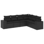 6-tlg. Garten-Sofagarnitur mit Kissen Schwarz Poly Rattan – Bild 2