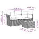 4-tlg. Garten-Sofagarnitur mit Kissen Schwarz Poly Rattan – Bild 10