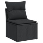 4-tlg. Garten-Sofagarnitur mit Kissen Schwarz Poly Rattan – Bild 3