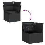 4-tlg. Garten-Sofagarnitur mit Kissen Schwarz Poly Rattan – Bild 6