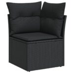 6-tlg. Garten-Sofagarnitur mit Kissen Schwarz Poly Rattan – Bild 5