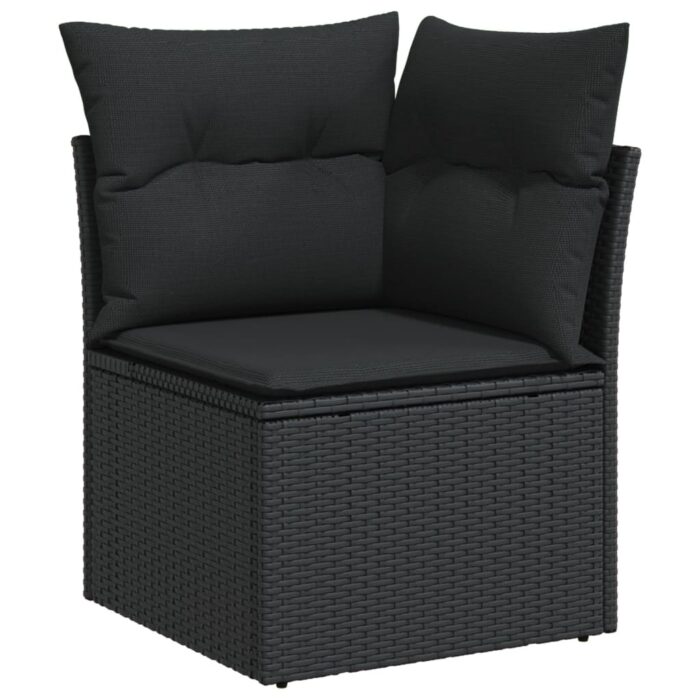 6-tlg. Garten-Sofagarnitur mit Kissen Schwarz Poly Rattan – Bild 5