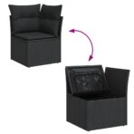 6-tlg. Garten-Sofagarnitur mit Kissen Schwarz Poly Rattan – Bild 10