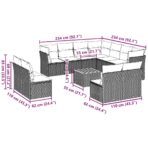 12-tlg. Garten-Sofagarnitur mit Kissen Grau Poly Rattan – Bild 10