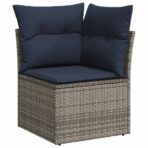 12-tlg. Garten-Sofagarnitur mit Kissen Grau Poly Rattan – Bild 4
