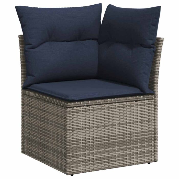 12-tlg. Garten-Sofagarnitur mit Kissen Grau Poly Rattan – Bild 4