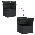 10-tlg. Garten-Sofagarnitur mit Kissen Schwarz Poly Rattan – Bild 9