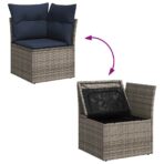 10-tlg. Garten-Sofagarnitur mit Kissen Grau Poly Rattan – Bild 9