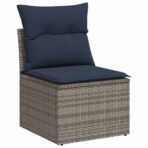 10-teiliges Gartensofa-Set mit Kissen, grau, Polyrattan – Bild 3