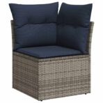 10-teiliges Gartensofa-Set mit Kissen, grau, Polyrattan – Bild 4
