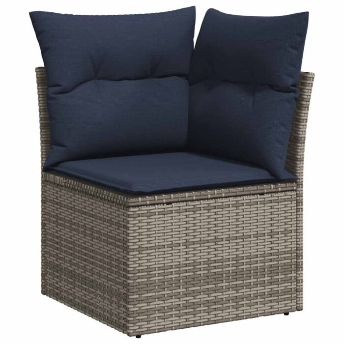 14-tlg. Garten-Sofagarnitur mit Kissen Grau Poly Rattan – Bild 4