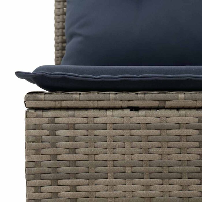 14-tlg. Garten-Sofagarnitur mit Kissen Grau Poly Rattan – Bild 6