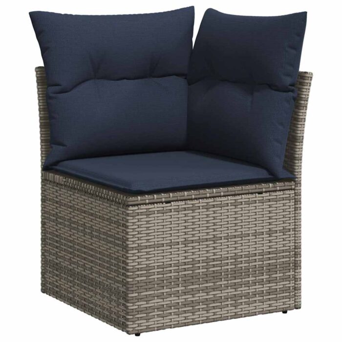 14-tlg. Garten-Sofagarnitur mit Kissen Grau Poly Rattan – Bild 4
