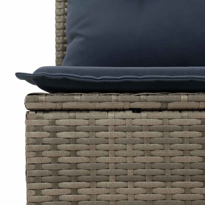 14-tlg. Garten-Sofagarnitur mit Kissen Grau Poly Rattan – Bild 6